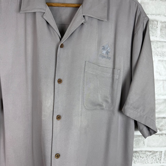 Tommy Bahama Poipu Bay Concrete Gray All Silk Hawaiian Camp Shirt Mens MEDIUM - Picture 3 of 7